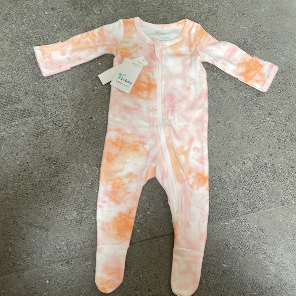 0-3 baby girl tie dye footie